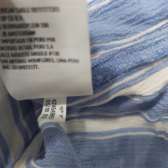 American Eagle Outfitters Shirt Women Medium Blue Tie Front Boho Long Sleeve - Picture 12 of 12